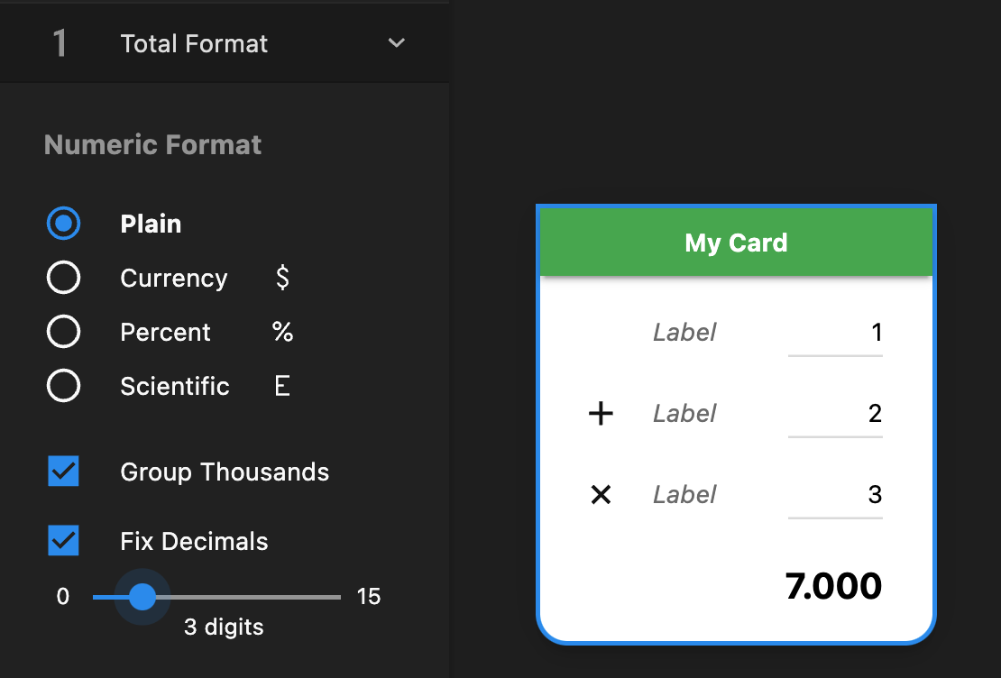 Update Decimals of the Formula Total